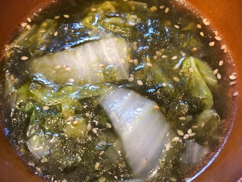 白菜と海苔の中華スープ